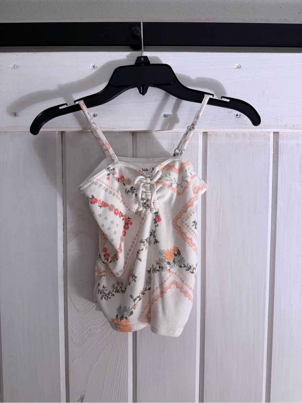 Abercrombie Kids Lace-Up Ivory Spaghetti Strap Tank Top